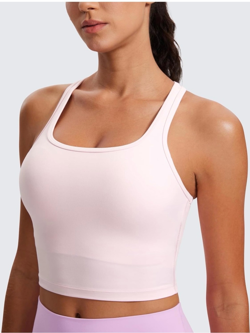 CRZ YOGA Light Pink Double-Strap Sports Crop Tank